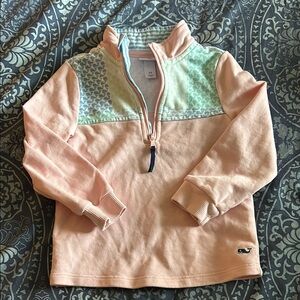 Peach and Mint Quarter-Zip Pullover